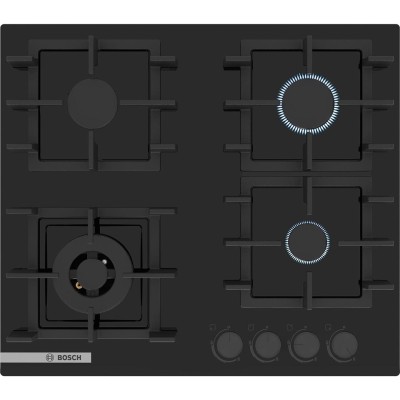 Варильна поверхня Bosch газова на склі, 60см, чавун, чорний (PNK6B6P40R)
