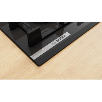 Варильна поверхня Bosch газова на склі, 60см, чавун, чорний (PNK6B6P40R)