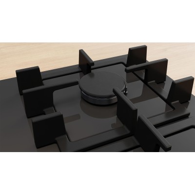 Варильна поверхня Bosch газова на склі, 60см, чавун, чорний (PNK6B6P40R)