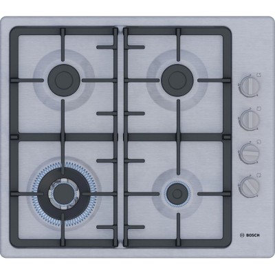 Варильна поверхня Bosch газова, 60см, чавун, WOK, нерж (PBH6C5K90R)