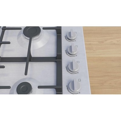 Варильна поверхня Bosch газова, 60см, чавун, WOK, нерж (PBH6C5K90R)