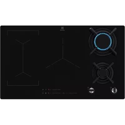 Варильна поверхня Electrolux комбінована (2 газ + 3 інд), 90см, розширена зона, чавун, чорний (KDI951723K)