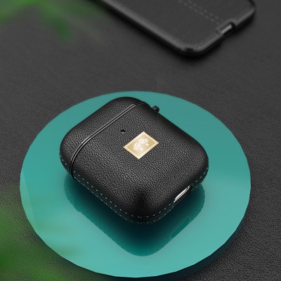 TPU футляр Leather Type для наушников AirPods 1/2 Черный