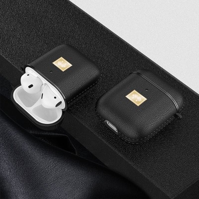 TPU футляр Leather Type для наушников AirPods 1/2 Черный