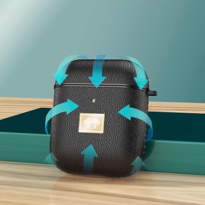 TPU футляр Leather Type для наушников AirPods 1/2 Черный