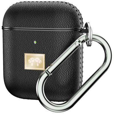 TPU футляр Leather Type для наушников AirPods 1/2 Черный