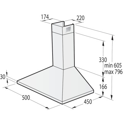 Витяжка Gorenje купольна, 50см, 450м.куб/год, нерж (WHC529E4X)