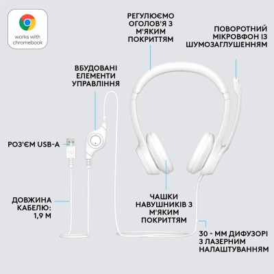 гарнітура LOGITECH USB H390 White (981-001286)