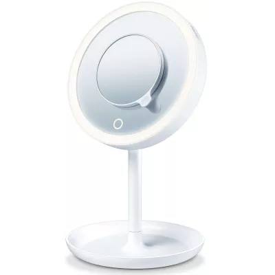 Дзеркало косметичне Beurer настільне, діаметр-17см, сенсорне керув., ААx3 в комплекті, підсвічування, білий (BS_45)