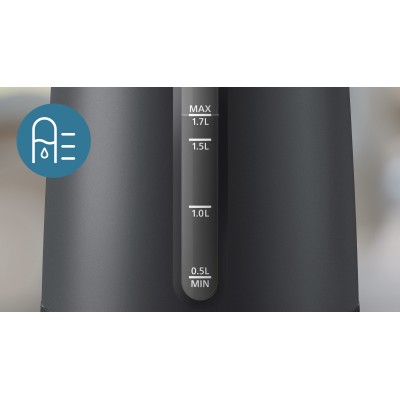 Електрочайник Philips Series 1000, Strix, пластик, мат, чорний (HD9314/90)