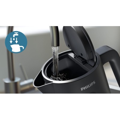 Електрочайник Philips Series 1000, Strix, пластик, мат, чорний (HD9314/90)