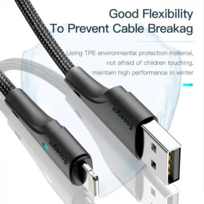 Кабель ESSAGER Rousseau 3A Fast Charging USB Lightning Cable 1m (EXCL-LS01) Black