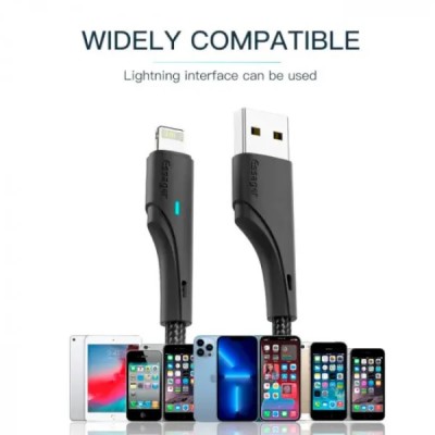 Кабель ESSAGER Rousseau 3A Fast Charging USB Lightning Cable 1m (EXCL-LS01) Black