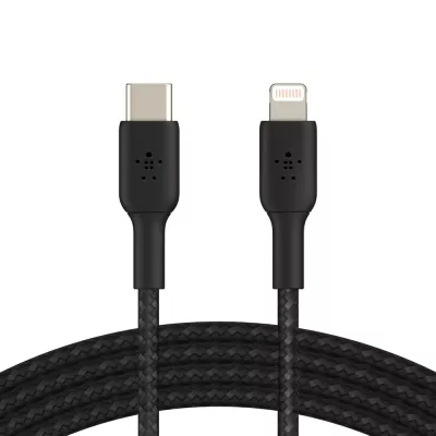 Кабель USB-C > Lightning заряджання/синхронізації Belkin 2м, 30Вт, Type-C, плетений, чорний (CAA004BT2MBK)