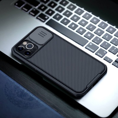 Карбоновая накладка Nillkin Camshield (шторка на камеру) для Apple iPhone 12 Pro Max (6.7") Черный / Black