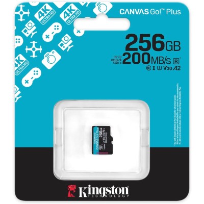 Карта пам'яті Kingston microSD 256GB C10 UHS-I U3 A2 V30 R200/W160MB/s (SDCG4/256GBSP)