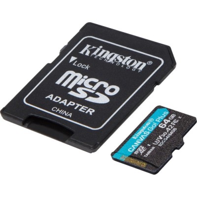Карта пам'яті Kingston MicroSDXC 64GB Canvas Go Plus Gen4 200MB/s A2 U3 V30 + SD-адаптер (SDCG4/64GB)