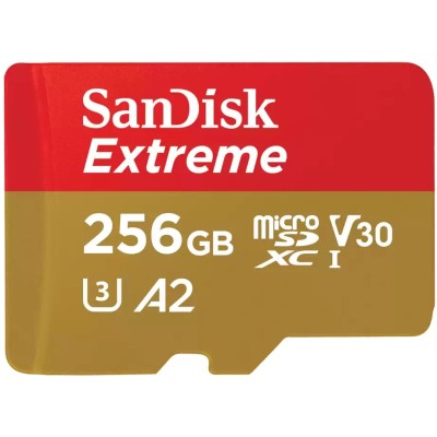 Карта пам'яті SanDisk microSD 256GB C10 UHS-I U3 R190/W130MB/s Extreme V30 (SDSQXAV-256G-GN6MN) Карта пам'яті SanDisk microSD 256GB C10 UHS-I U3 R190/W130MB/s Extreme V30 (SDSQXAV-256G-GN6MN)