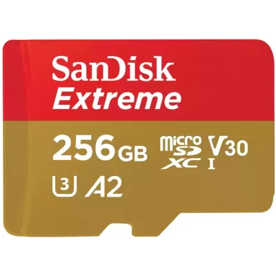 Карта пам'яті SanDisk microSD 256GB C10 UHS-I U3 R190/W130MB/s Extreme V30 (SDSQXAV-256G-GN6MN)