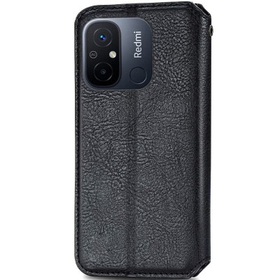 Кожаный чехол книжка GETMAN Cubic (PU) для Xiaomi Redmi 12C Черный