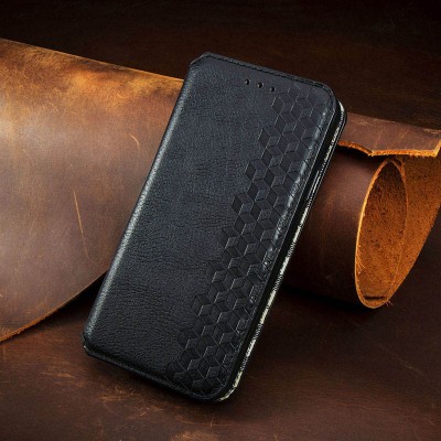 Кожаный чехол книжка GETMAN Cubic (PU) для Xiaomi Redmi 12C Черный