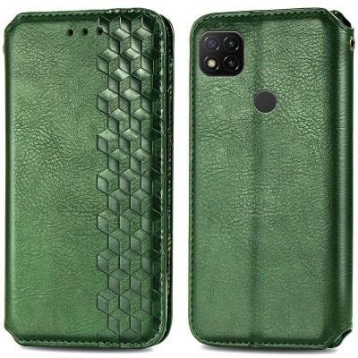 Кожаный чехол книжка GETMAN Cubic (PU) для Xiaomi Redmi 9C Зеленый