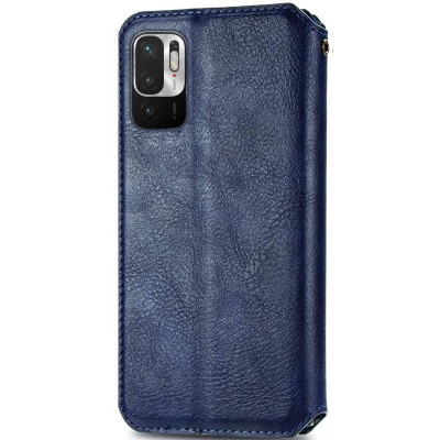 Кожаный чехол книжка GETMAN Cubic (PU) для Xiaomi Redmi Note 10 5G / Poco M3 Pro Синий