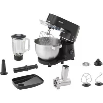 Кухонна машина Gorenje 1000Вт, дисплей, чаша-метал, корпус-метал+пластік, насадок-7, чорний (MMC1000SCB)