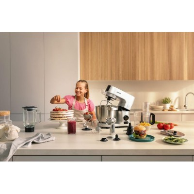 Кухонна машина Gorenje 1000Вт, чаша-метал, корпус-метал, насадок-7, сріблясто-чорний (MMC1000CA)