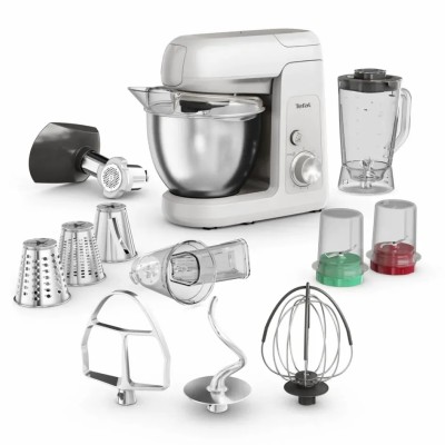 Кухонна машина Tefal Bake Partner 1100Вт, чаша-метал, корпус-пластик, насадок-8, білий (QB525B38)