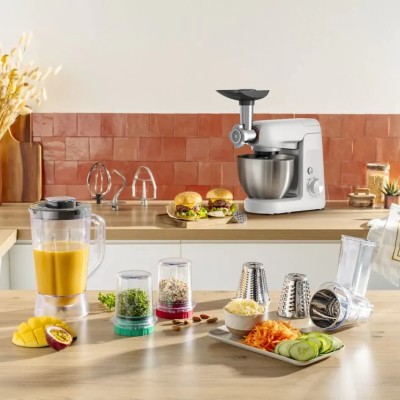 Кухонна машина Tefal Bake Partner 1100Вт, чаша-метал, корпус-пластик, насадок-8, білий (QB525B38)