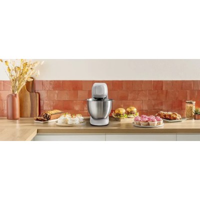 Кухонна машина Tefal Bake Partner 1100Вт, чаша-метал, корпус-пластик, насадок-8, білий (QB525B38)