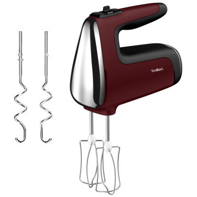 Міксер Tefal ручний Powermix Silence 600Вт, насадки-4, турборежим, бордовий (HT652538)