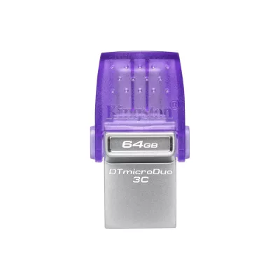 Накопичувач Kingston 64GB USB 3.2 Type-A Gen1 + Type-C DT microDuo 3C R200MB/s (DTDUO3CG3/64GB)