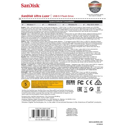 Накопичувач SanDisk 256GB USB 3.1 Type-A Ultra Luxe Срібний (SDCZ74-256G-G46)