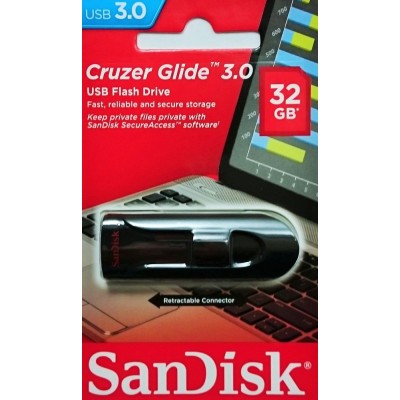 Накопичувач SanDisk 32GB USB 3.0 Type-A Cruzer Glide Чорний (SDCZ600-032G-G35)