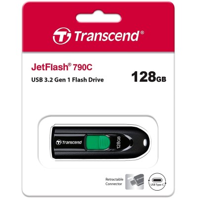 Накопичувач Transcend 128GB USB 3.2 Type-C JetFlash 790C Чорний (TS128GJF790C)