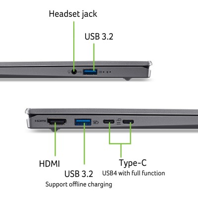 Ноутбук ACER Swift Go 14 SFG14-64 14" WUXGA OLED, AMD R5-340, 16GB, F512GB, UMA, Win11, сріблястий (NX.JDAEU.003)