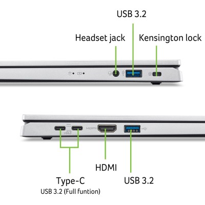 Ноутбук Acer Aspire Go AG15-32P 15.6" FHD IPS, Intel C N150, 8GB, F512GB, UMA, Lin, сріблястий (NX.J8XEU.003)