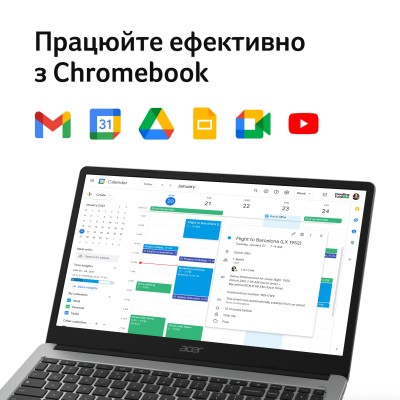 Ноутбук Acer Chromebook CB315-5H 15" FHD IPS, Intel C N100, 8GB, F128GB, UMA, ChromeOS, сріблястий (NX.KPPEU.001)