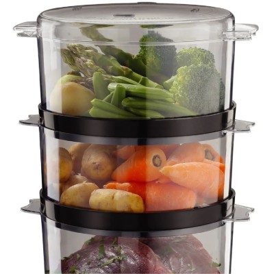 Пароварка Russell Hobbs Kitchen Collection 400Вт, чаша-2.3/3.3л, резервуар для води -0.5л, механічне керування, 3 яруси, пластик