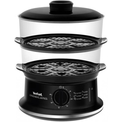 Пароварка Tefal Convenient, 900Вт, чаша-2.9/3.1л, резервуар для води -1.5л, механічне керув., пластик, чорний (VC140131)