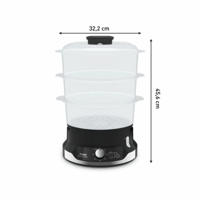 Пароварка Tefal Ultracompact, 800Вт, об'єм-9л, резервуар для води -1л, механічне керув., пластик, чорний (VC204810)