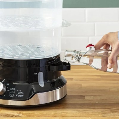 Пароварка Tefal Ultracompact, 800Вт, об'єм-9л, резервуар для води -1л, механічне керув., пластик, чорний (VC204810)
