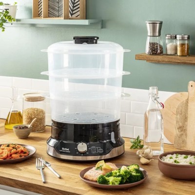 Пароварка Tefal Ultracompact, 800Вт, об'єм-9л, резервуар для води -1л, механічне керув., пластик, чорний (VC204810)