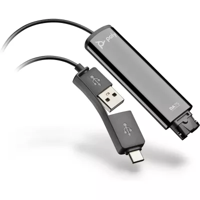 Перехідник Poly DA75 USB > QD для гарнітур EncorePro, USB-A, USB-C, чорний (786C6AA)