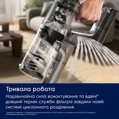 Пилосос Electrolux безпровідний, конт пил -0.5л, автон. робота до 50хв, вага-2.49кг, НЕРА12, 2 насадки, зелений (EP61CB21OG)