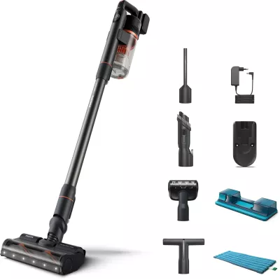 Пилосос Philips безпровідний Aqua Plus, 7000 Series, конт пил -0.6л, автон. робота до 80хв, вага-1.7кг, турборежим, чорний (XC70