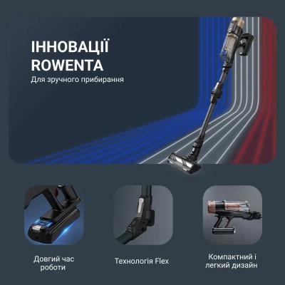 Пилосос Rowenta безпровідний X-Force Flex 14.80 Auto Animal, 240Вт, конт пил -0.65л, автон. робота до 90хв, HEF system 99,9%, чо
