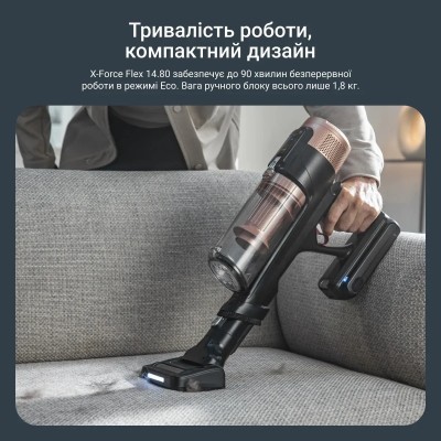 Пилосос Rowenta безпровідний X-Force Flex 14.80 Auto Animal, 240Вт, конт пил -0.65л, автон. робота до 90хв, HEF system 99,9%, чо